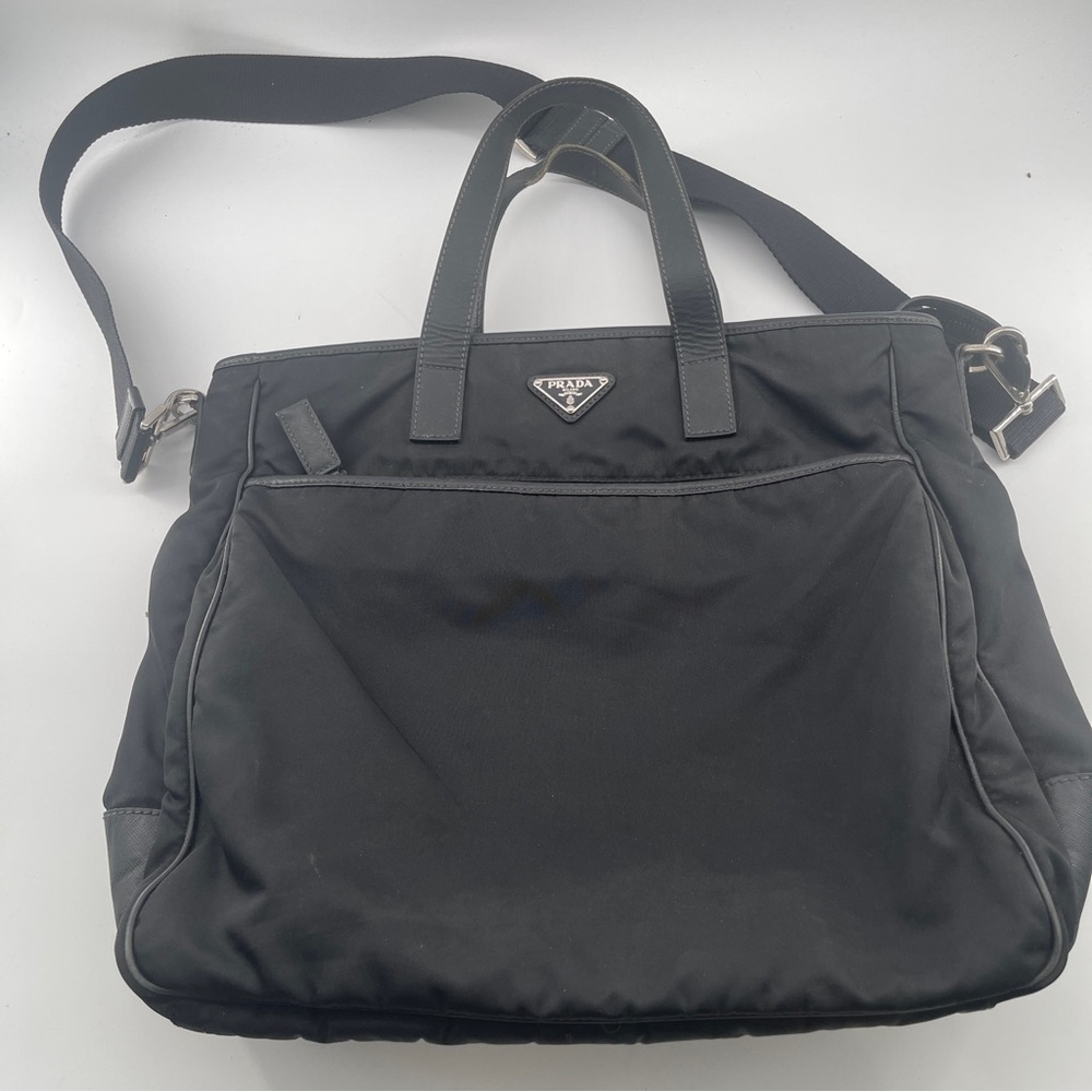 Prada Black Nylon Tote Bag with strap